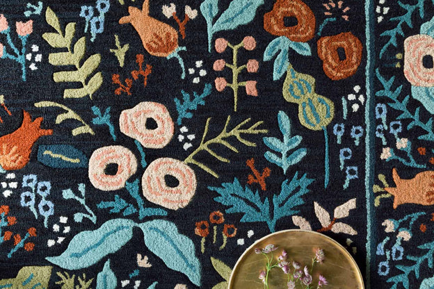 Rifle Paper Co x Loloi Les Fleurs Rug - Lourdes Black