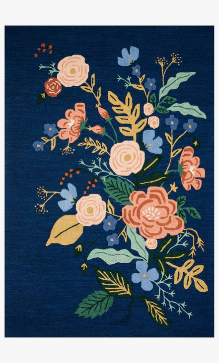 Rifle Paper Co x Loloi Les Fleurs Rug - Floral Vines Indigo (Final Sale)