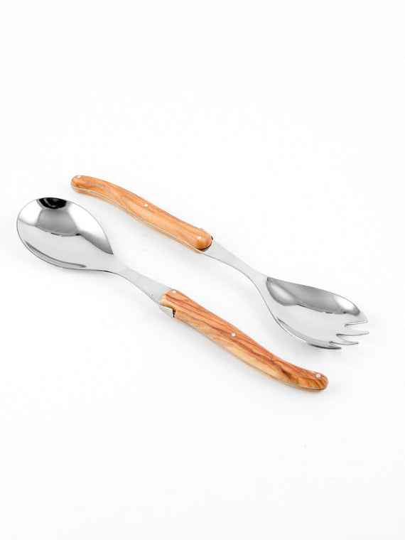 Laguiole Salad Serving Set - Olivewood