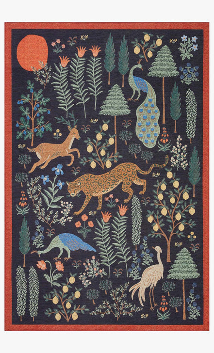Rifle Paper Co x Loloi Menagerie Rug - Les Fauves Black