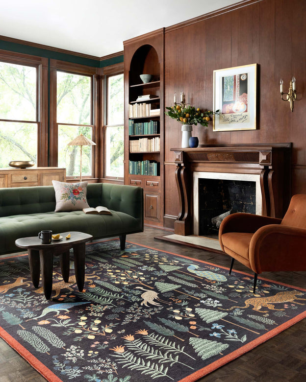 Rifle Paper Co x Loloi Menagerie Rug - Les Fauves Black