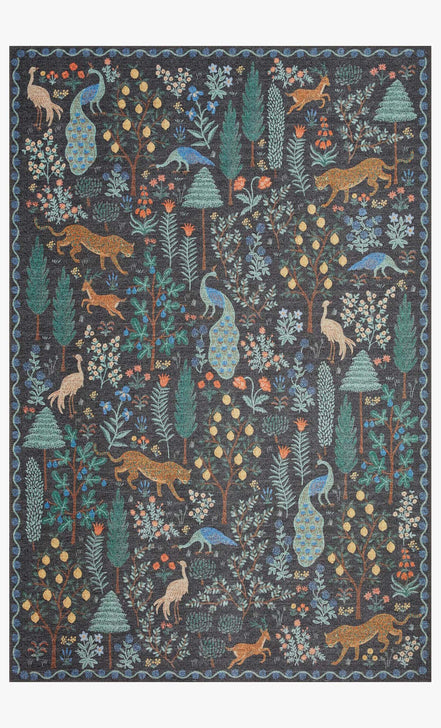 Rifle Paper Co x Loloi Menagerie Rug - Forest Black