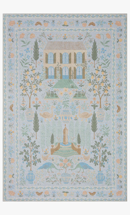 Rifle Paper Co x Loloi Menagerie Rug - Camont Light Blue