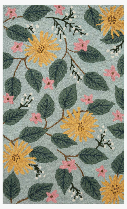 Rifle Paper Co x Loloi Minnie Rug - Dandelion Light Blue