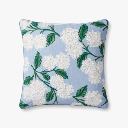 Rifle Paper Co x Loloi Hydrangea Pillow - Blue (Set of 2)