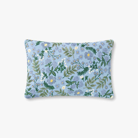 Rifle Paper Co x Loloi Wildwood Garden Lumbar Pillow - Periwinkle (Set of 2)