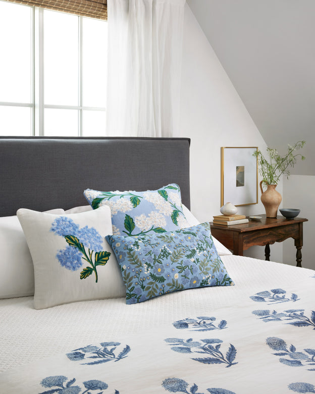 Rifle Paper Co x Loloi Wildwood Garden Lumbar Pillow - Periwinkle (Set of 2)