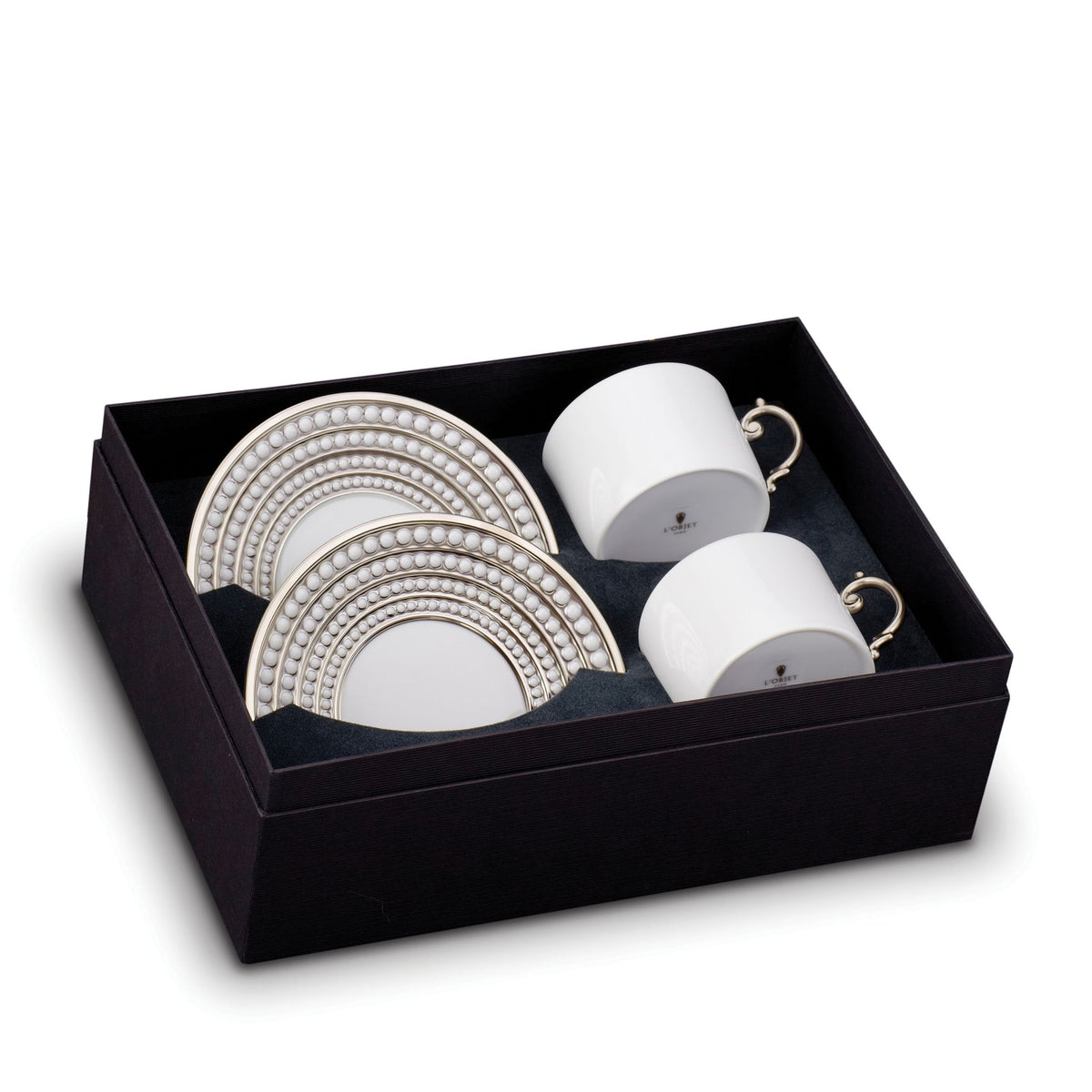 Perlée Tea Cup & Saucer Set - Platinum