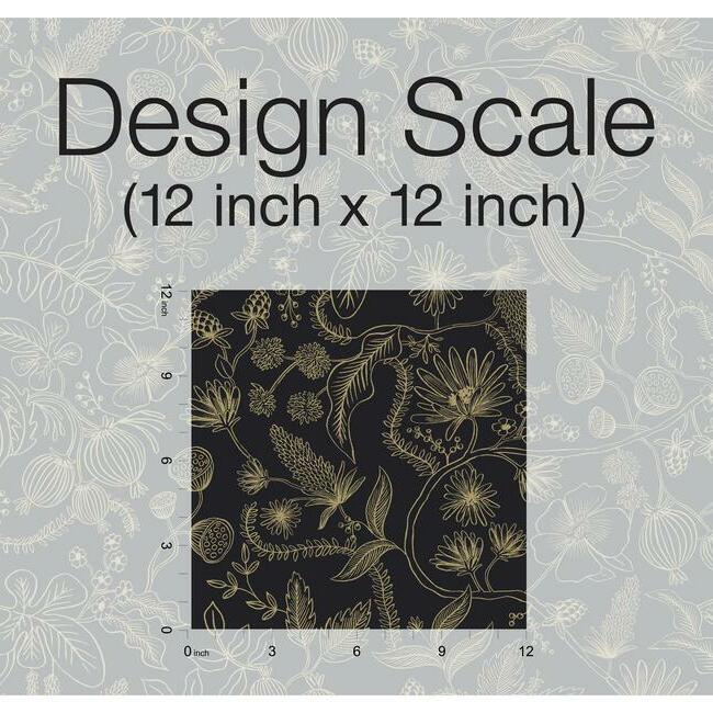 Rifle Paper Co Aviary Peel & Stick Wallpaper - Metallic Gold & Black