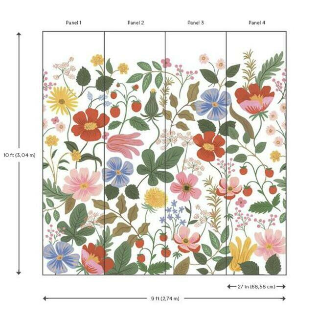 Rifle Paper Co Strawberry Fields Peel & Stick Mural - White