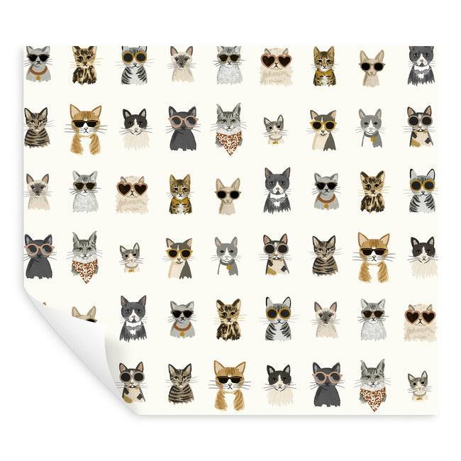 Rifle Paper Co Cool Cats Peel & Stick Wallpaper - Grey & Gold