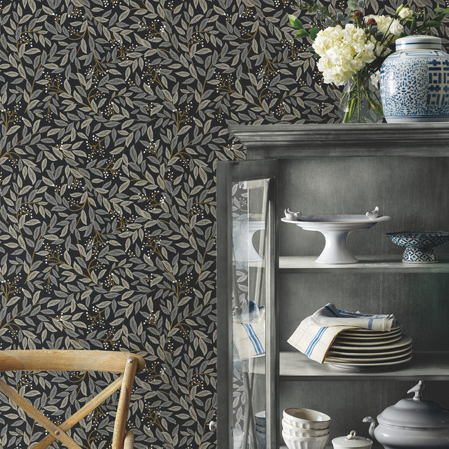 Rifle Paper Co Willowberry Peel & Stick Wallpaper - Black