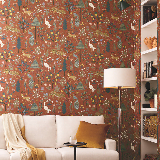 Rifle Paper Co Menagerie Wallpaper - Rust
