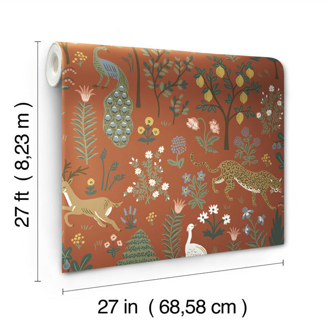 Rifle Paper Co Menagerie Wallpaper - Rust