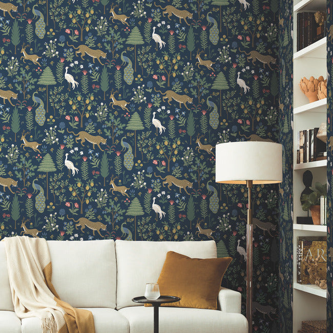 Rifle Paper Co Menagerie Wallpaper - Navy