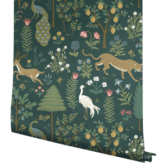 Rifle Paper Co Menagerie Wallpaper - Emerald