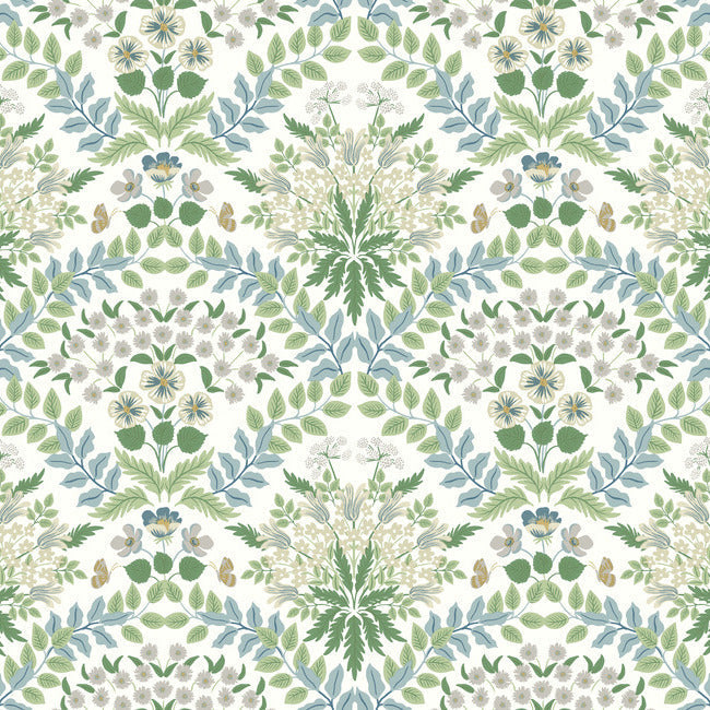 Rifle Paper Co Bramble Wallpaper - Blue & Green