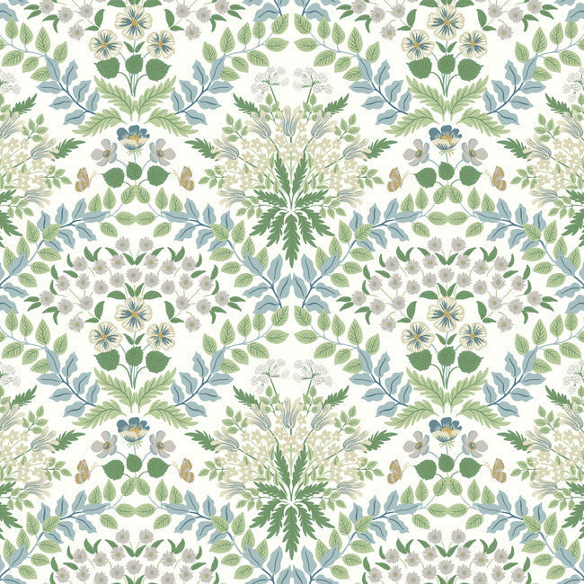 Rifle Paper Co Bramble Wallpaper - Blue & Green