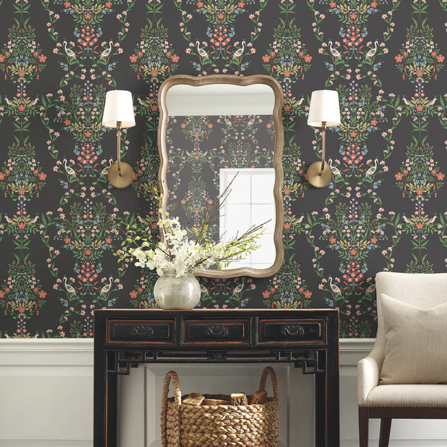 Rifle Paper Co Luxembourg Wallpaper - Black Multi