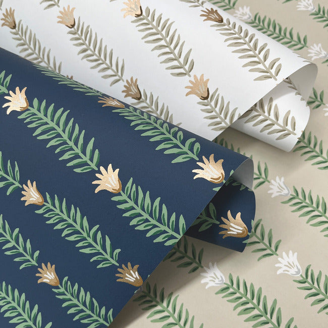 Rifle Paper Co Eden Wallpaper - White & Metallic Gold