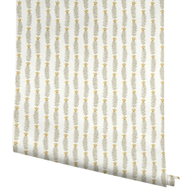 Rifle Paper Co Eden Wallpaper - White & Metallic Gold