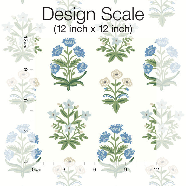 Rifle Paper Co Mughal Rose Wallpaper - Indigo