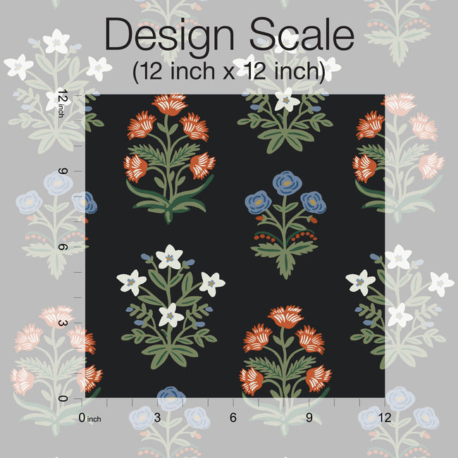 Rifle Paper Co Mughal Rose Wallpaper - Black