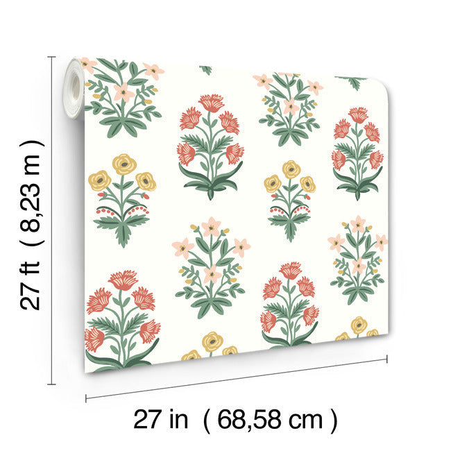 Rifle Paper Co Mughal Rose Wallpaper - White
