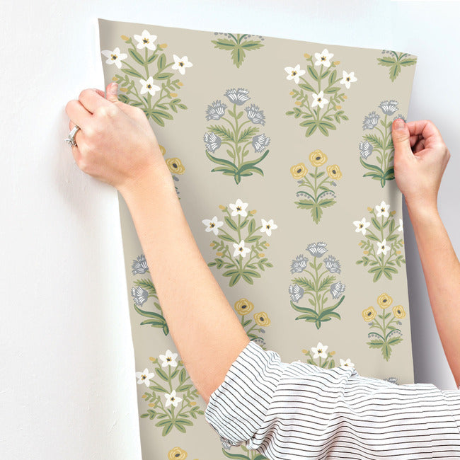 Rifle Paper Co Mughal Rose Wallpaper - Linen
