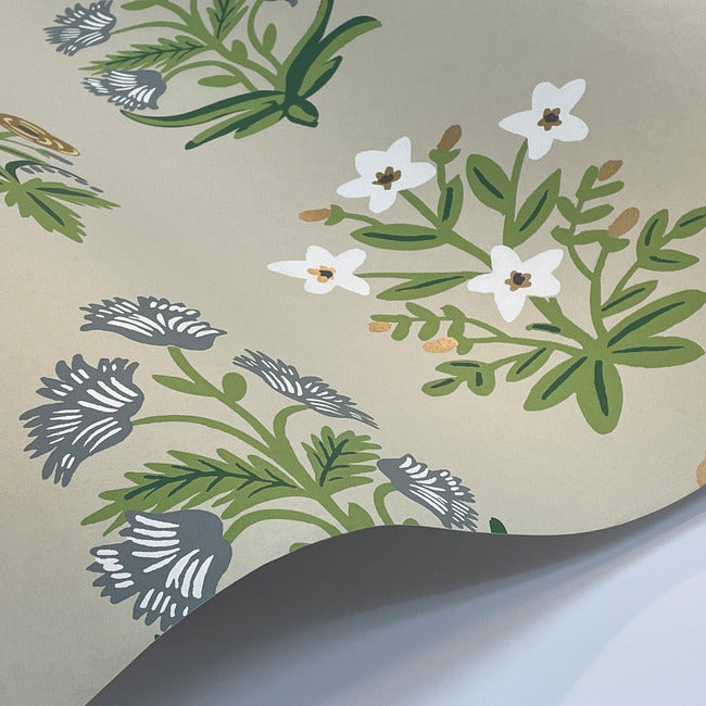 Rifle Paper Co Mughal Rose Wallpaper - Linen