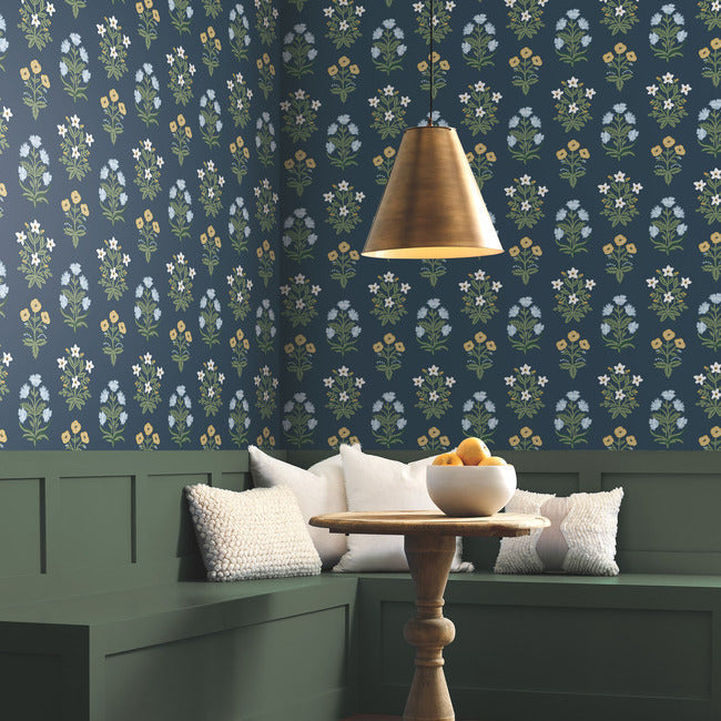 Rifle Paper Co Mughal Rose Wallpaper - Navy