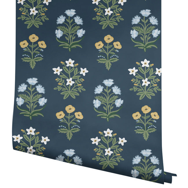 Rifle Paper Co Mughal Rose Wallpaper - Navy