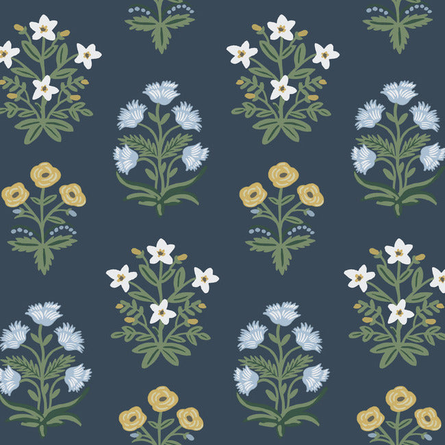 Rifle Paper Co Mughal Rose Wallpaper - Navy