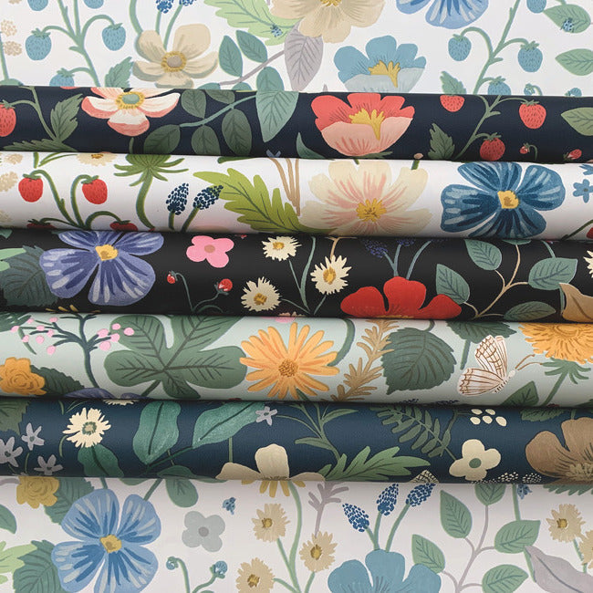 Rifle Paper Co Strawberry Fields Wallpaper - Navy