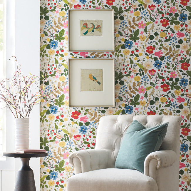 Rifle Paper Co Strawberry Fields Wallpaper - White
