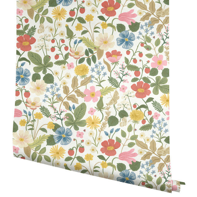Rifle Paper Co Strawberry Fields Wallpaper - White