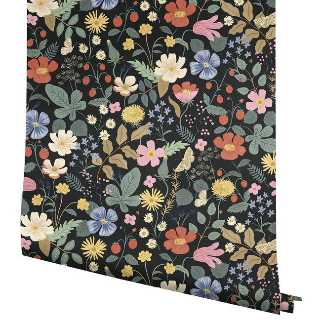 Rifle Paper Co Strawberry Fields Wallpaper - Black