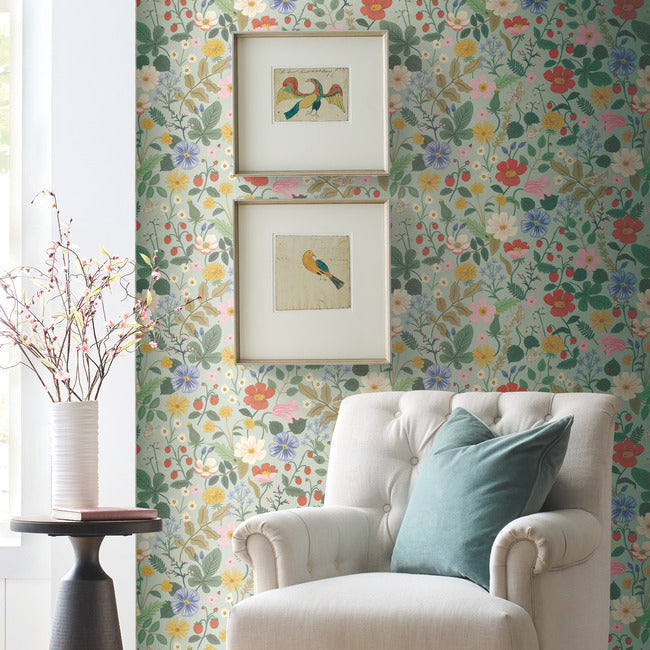 Rifle Paper Co Strawberry Fields Wallpaper - Mint