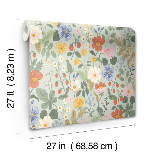 Rifle Paper Co Strawberry Fields Wallpaper - Mint