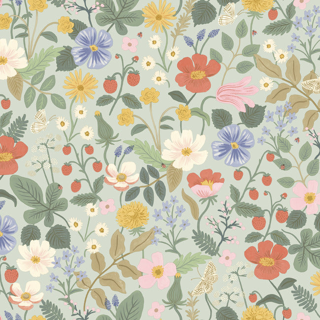 Rifle Paper Co Strawberry Fields Wallpaper - Mint