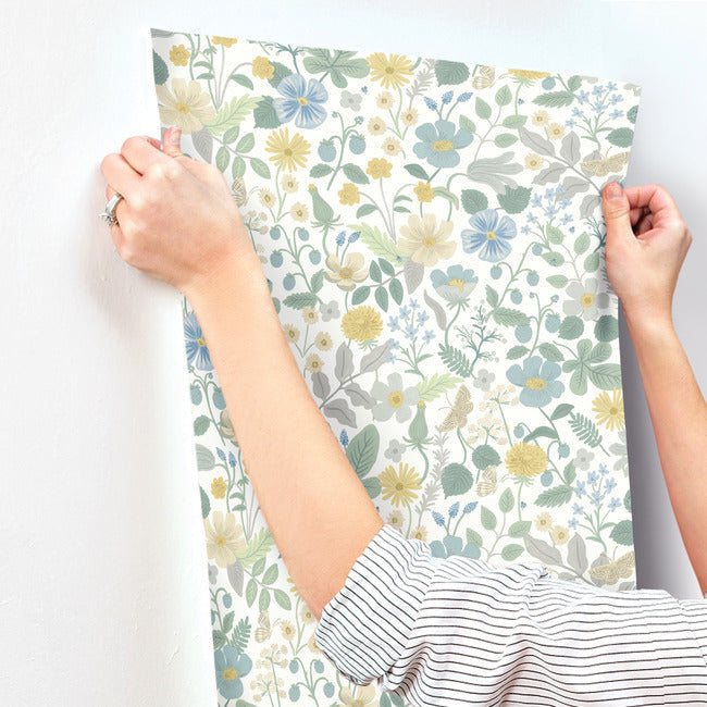Rifle Paper Co Strawberry Fields Wallpaper - Blue & Green