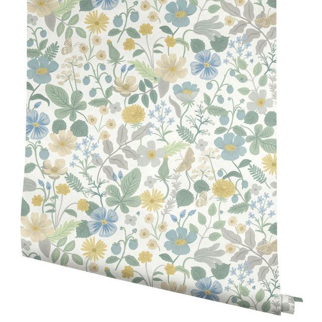 Rifle Paper Co Strawberry Fields Wallpaper - Blue & Green