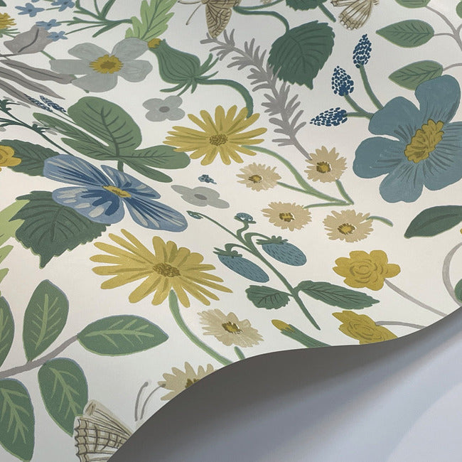 Rifle Paper Co Strawberry Fields Wallpaper - Blue & Green