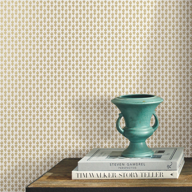 Rifle Paper Co Petal Wallpaper - White & Metallic Gold