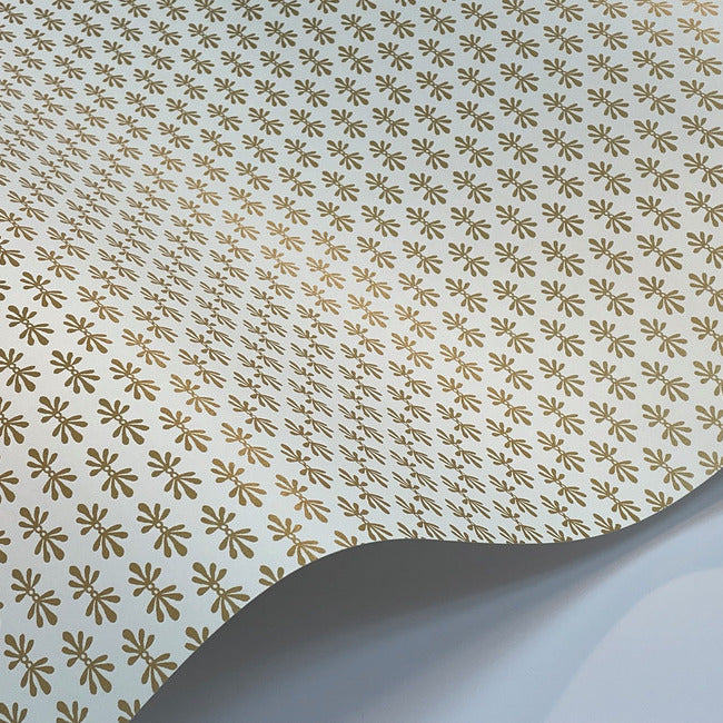 Rifle Paper Co Petal Wallpaper - White & Metallic Gold