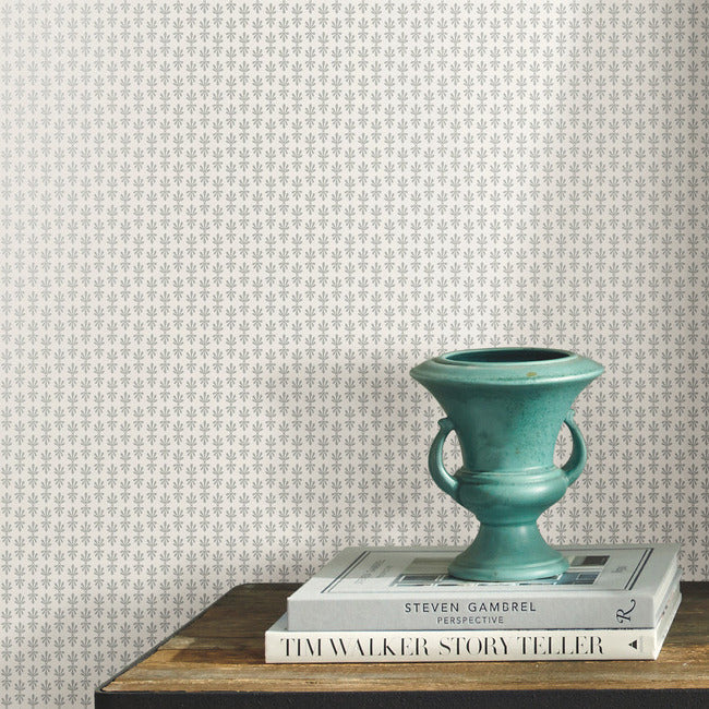 Rifle Paper Co Petal Wallpaper - White & Metallic Silver