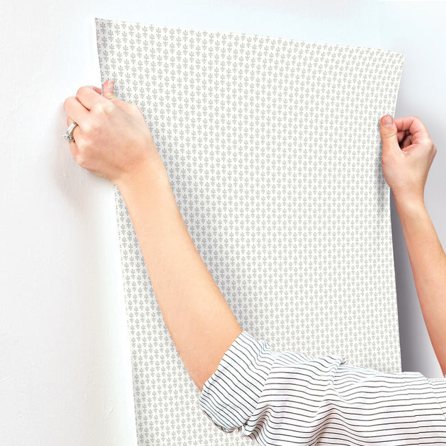Rifle Paper Co Petal Wallpaper - White & Metallic Silver