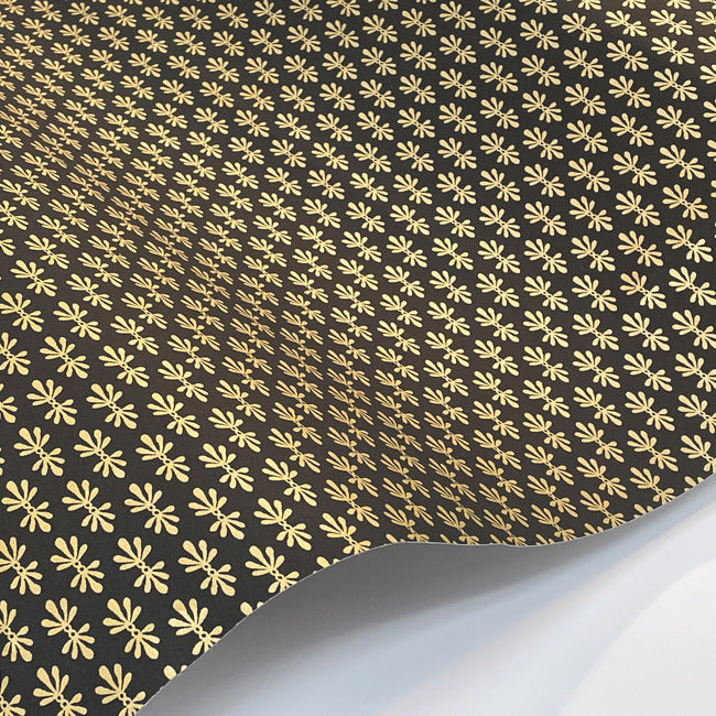 Rifle Paper Co Petal Wallpaper - Black & Metallic Gold
