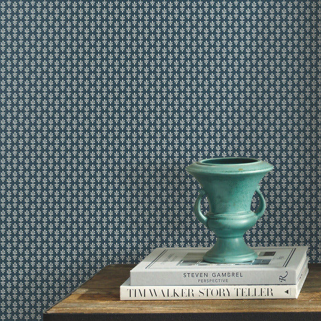 Rifle Paper Co Petal Wallpaper - Teal & White