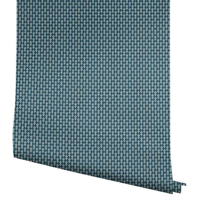 Rifle Paper Co Petal Wallpaper - Teal & White